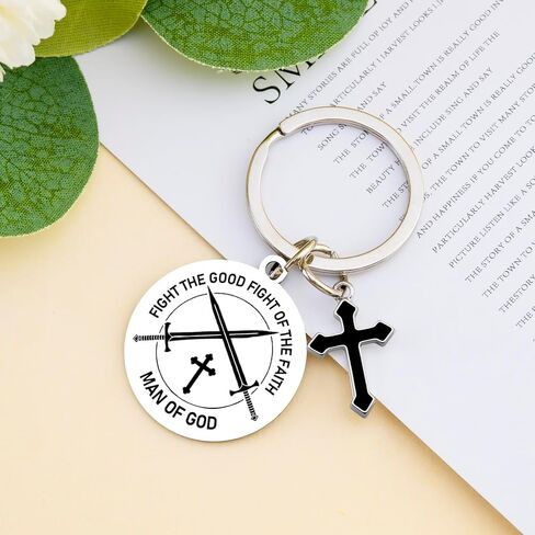 Christian Gifts for Men Religious Gift God Keychain Inspirational Birthday Fathers Day Gift Cross Keychian Baptism Gifts for Dad Son Husband God Father in Kuwait