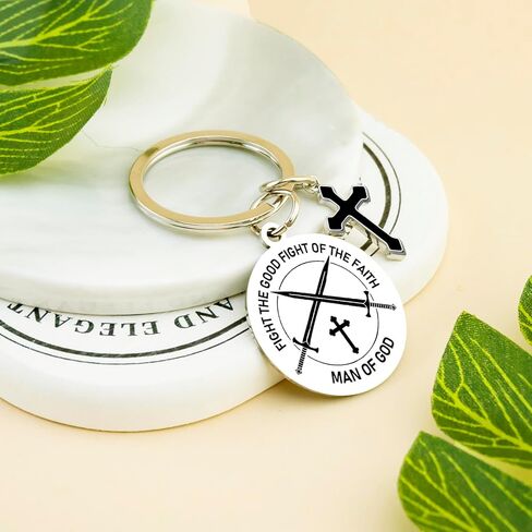 Christian Gifts for Men Religious Gift God Keychain Inspirational Birthday Fathers Day Gift Cross Keychian Baptism Gifts for Dad Son Husband God Father in Kuwait