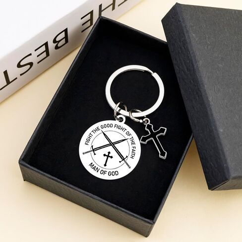Christian Gifts for Men Religious Gift God Keychain Inspirational Birthday Fathers Day Gift Cross Keychian Baptism Gifts for Dad Son Husband God Father in Kuwait