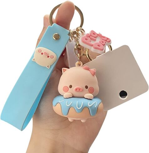 لطيف kawaii خنزير سلسلة المفاتيح الملحقات، لطيف الكرتون خنزير سلسلة المفاتيح سحر 3D الحيوان كيرينغ مفتاح السيارة محفظة حقيبة يد حقيبة الظهر سحر الديكور للنساء الفتيات in Saudi Arabia