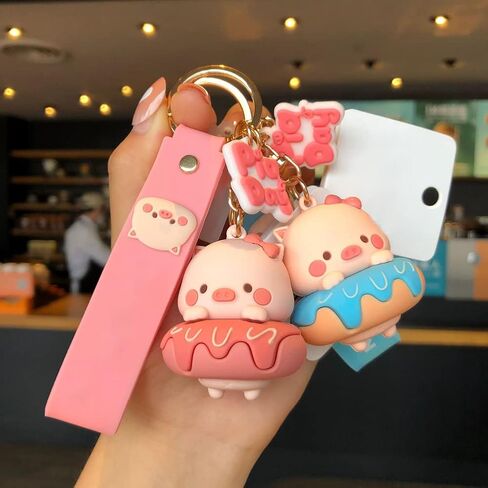 Cute Kawaii Pig Keychain Accessories, Cute Cartoon Pig Keychain Charm 3D Animal Keyring Car Key Purse Bag Handbag Backpack Charm Decoration for Women Girls in Saudi Arabia