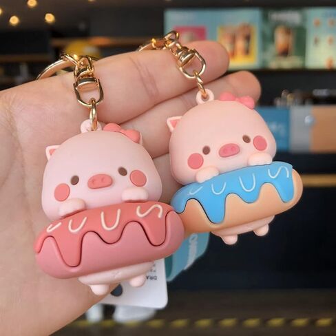 Cute Kawaii Pig Keychain Accessories, Cute Cartoon Pig Keychain Charm 3D Animal Keyring Car Key Purse Bag Handbag Backpack Charm Decoration for Women Girls in Saudi Arabia