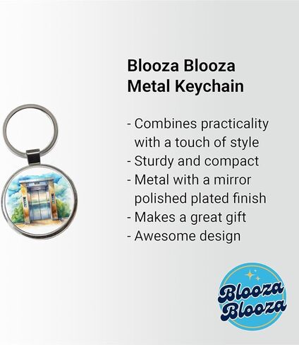 Elevator To Nowhere Watercolor Round Metal Keychain in Kuwait