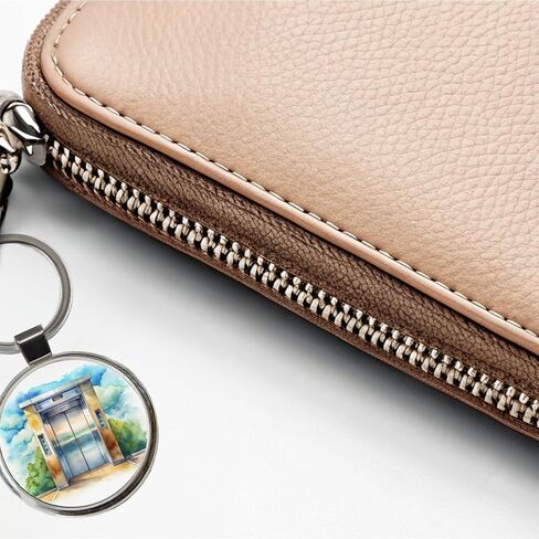 Elevator To Nowhere Watercolor Round Metal Keychain in Kuwait