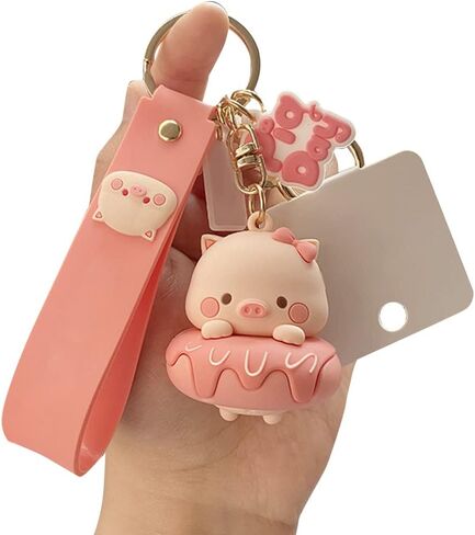 Cute Kawaii Pig Keychain Accessories, Cute Cartoon Pig Keychain Charm 3D Animal Keyring Car Key Purse Bag Handbag Backpack Charm Decoration for Women Girls in Saudi Arabia