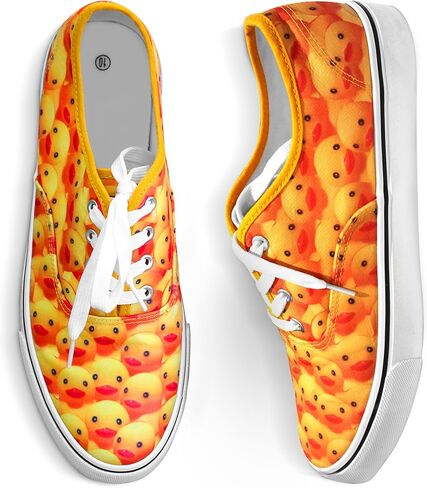 Funster Shoes Fashion Sneakers - Yellow Rubber Ducky Patterned Canvas Cool Shoes, Unisex Design, Fun Wear to Beach, BBQ, Vacation in Saudi Arabia