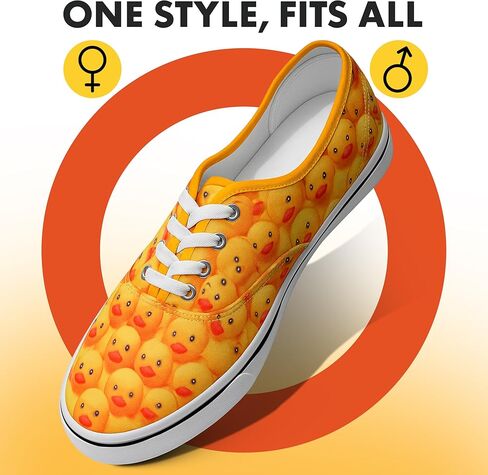 Funster Shoes Fashion Sneakers - Yellow Rubber Ducky Patterned Canvas Cool Shoes, Unisex Design, Fun Wear to Beach, BBQ, Vacation in Saudi Arabia