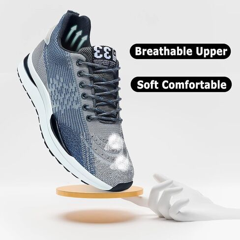 FLIOZY Men Elevator Sneakers Lace up Sports Shoes 2.36 Inches Invisible Height Increasing Elevator Shoes Fashion Breathable Casual Shoes in Saudi Arabia