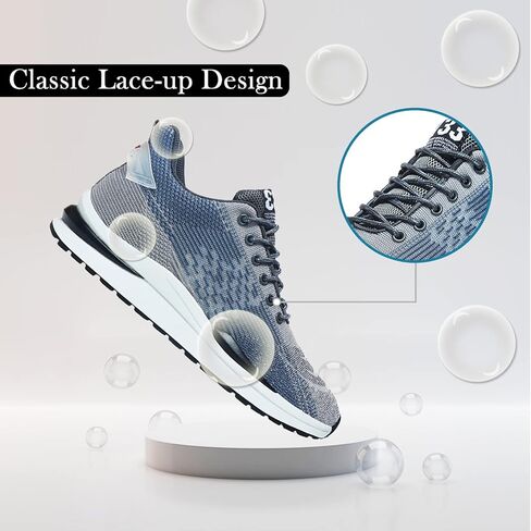 FLIOZY Men Elevator Sneakers Lace up Sports Shoes 2.36 Inches Invisible Height Increasing Elevator Shoes Fashion Breathable Casual Shoes in Saudi Arabia