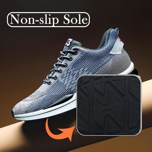 FLIOZY Men Elevator Sneakers Lace up Sports Shoes 2.36 Inches Invisible Height Increasing Elevator Shoes Fashion Breathable Casual Shoes in Saudi Arabia