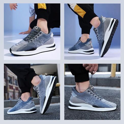 FLIOZY Men Elevator Sneakers Lace up Sports Shoes 2.36 Inches Invisible Height Increasing Elevator Shoes Fashion Breathable Casual Shoes in Saudi Arabia