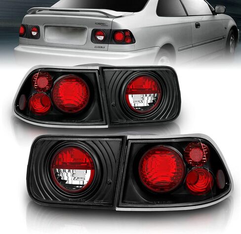 AmeriLite Black Replacement Taillights Set For 96-00 Honda Civic 2 Door Coupe Only - Passenger and Driver Side in Saudi Arabia