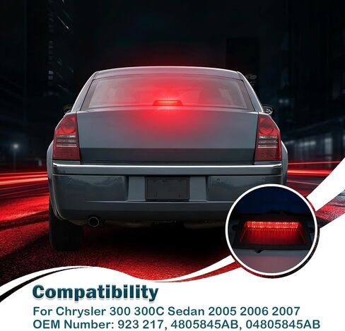 LED 3rd Brake Light Kit for Chrysler 300 300C Sedan 2005 2006 2007,Rear Center High Mount Stop Lamp,Third Brake Lamp,Tail light｜OEM Compatible：04805845AB,4805845AB in Saudi Arabia