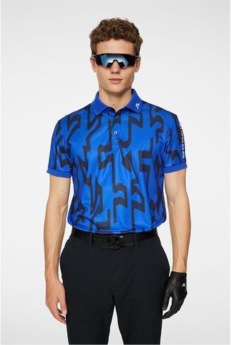 J. Lindeberg Tour Tech Print Bridge Blue Mens Golf Polo in Kuwait