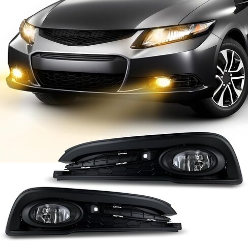 Fog Lights Fit for 2013-2015 Civic Front Bumper Driving Fog Lamps Replacement w/Switch Wiring Harness H11 12V 55W Bulbs in Kuwait