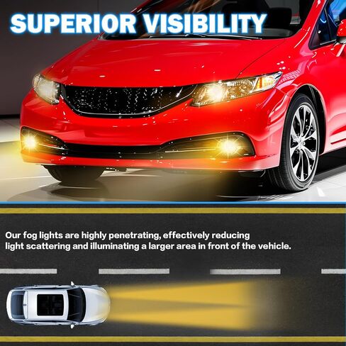 Fog Lights Fit for 2013-2015 Civic Front Bumper Driving Fog Lamps Replacement w/Switch Wiring Harness H11 12V 55W Bulbs in Kuwait