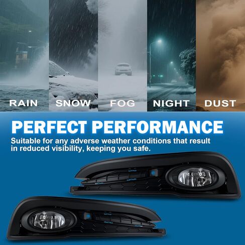 Fog Lights Fit for 2013-2015 Civic Front Bumper Driving Fog Lamps Replacement w/Switch Wiring Harness H11 12V 55W Bulbs in Kuwait