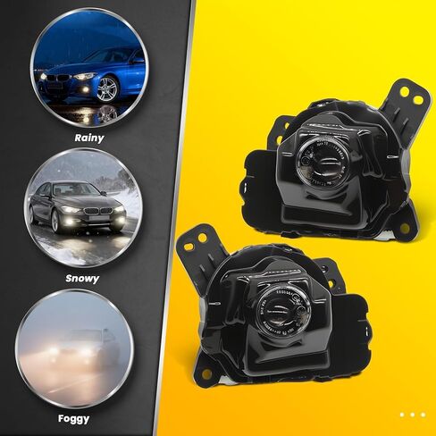 Fog Light Assembly Compatible with CX9 CX-9 2016 2017 2018 2019 2020 2021 2022 2023 Left and Right Side Front Driving Lamp w/Black Cover and Bulbs Not Halogen GHP951680A GHP951690A in Kuwait