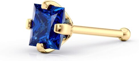 Lavari Jewelers 20 Gauge Straight Bone Nose Stud for Women I 14k Yellow Gold Square Shaped Cubic Zirconia Nose Ring I Unisex Hypoallergenic Nostril Piercing Jewelry I 20G Body Piercing in Saudi Arabia