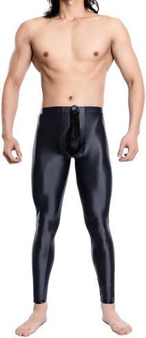 سراويل ضيقة لامعة وحريرية للرجال، سراويل ناعمة من النايلون القابل للتمدد، جوارب طويلة عالية الارتفاع in Kuwait