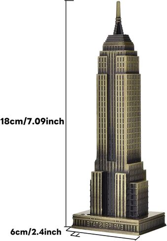 7.1 Inch Antique Copper New York City Skyscraper Figurine - Metal Architectural Collectible Model for Home Office Desk Decor, Souvenir Gift in Saudi Arabia