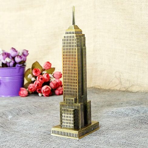 7.1 Inch Antique Copper New York City Skyscraper Figurine - Metal Architectural Collectible Model for Home Office Desk Decor, Souvenir Gift in Saudi Arabia