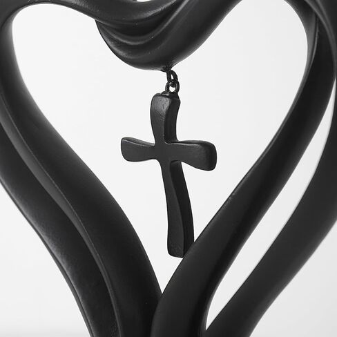 DreamsEden Romantic Wedding for Couples - Resin Sculpture of Two Hearts and Cross, 1st, 6th to 60th Anniversary Wedding Gifts for Her and Him in Saudi Arabia