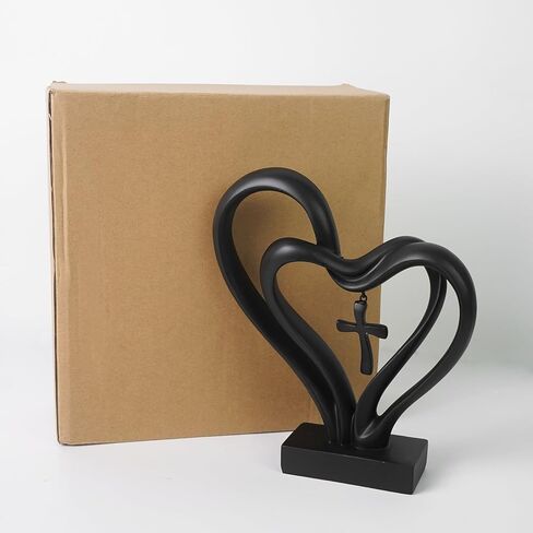 DreamsEden Romantic Wedding for Couples - Resin Sculpture of Two Hearts and Cross, 1st, 6th to 60th Anniversary Wedding Gifts for Her and Him in Saudi Arabia
