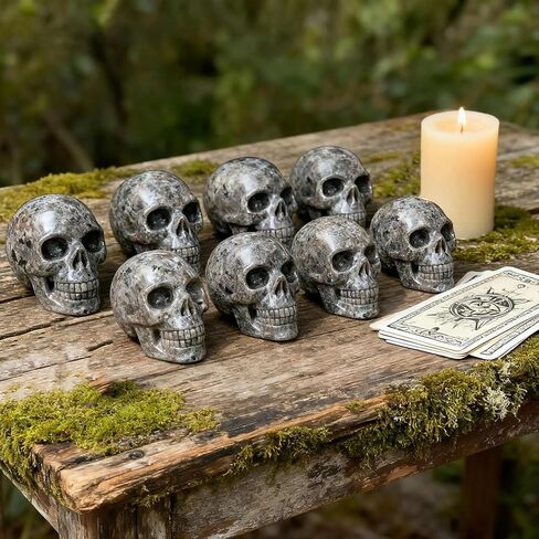 2-inch Yooperlite Skull - Natural Stone Carving, Home/Office Ornament, Halloween/Christmas Decoration, Gothic/Horror Style Decoration, 1pc, Flame-Like UV Effect in Saudi Arabia