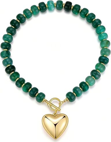 GZQ Chunky Gold Heart Necklace for Women, Acrylic Beaded Chain with Puff Heart Adjustable Clasp, Perfect for Daily Wear Party Date Streetwear Outfits Fashion Jewelry Gift in Saudi Arabia