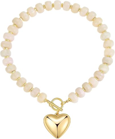 GZQ Chunky Gold Heart Necklace for Women, Acrylic Beaded Chain with Puff Heart Adjustable Clasp, Perfect for Daily Wear Party Date Streetwear Outfits Fashion Jewelry Gift in Saudi Arabia