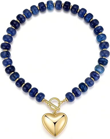 GZQ Chunky Gold Heart Necklace for Women, Acrylic Beaded Chain with Puff Heart Adjustable Clasp, Perfect for Daily Wear Party Date Streetwear Outfits Fashion Jewelry Gift in Saudi Arabia