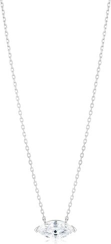 925 Sterling Silver Marquise Cubic Zirconia Necklace for Women 14K Gold Plated Single Solitaire Pendant Minimalist Dainty CZ Necklace Wedding Jewelry Gift in Kuwait