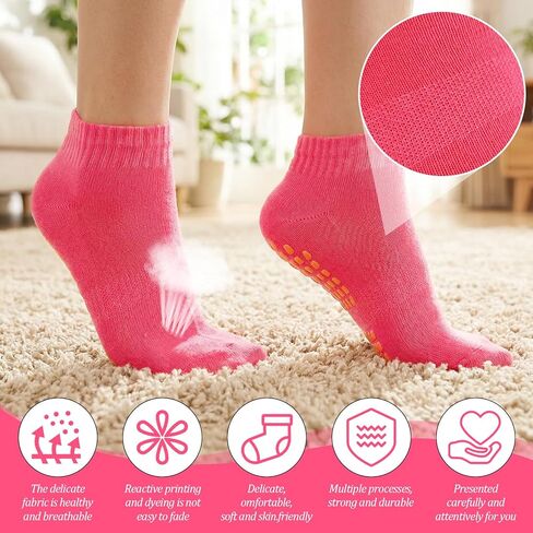 30 Pairs Non Slip Socks Non Skid Socks with Grips Colorful Non Slip Ankle Socks for Elderly Yoga Hospital Cushioned Sole Gripper for Men Women, 10 Colors in Kuwait