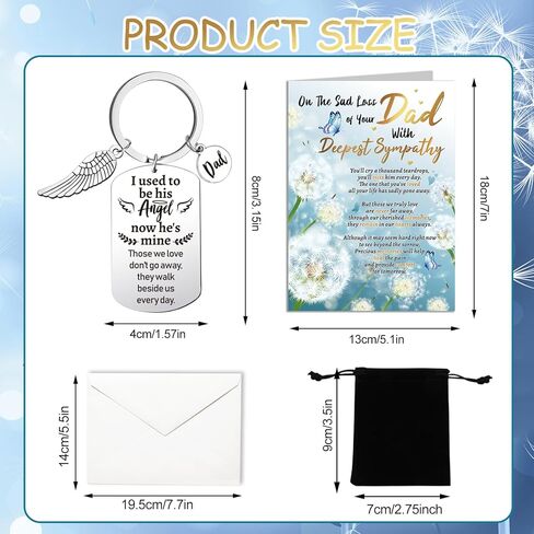 HOWAF On The Sad Loss of Your Dad Sympathy Card with Memorial Keyring, Sympathy Greeting Cards Condolence Card for Memorial Gift,Sympathy Gifts Loss of Dad, Deepest Sympathy Cards Thinking of You in Saudi Arabia