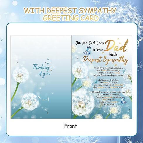 HOWAF On The Sad Loss of Your Dad Sympathy Card with Memorial Keyring, Sympathy Greeting Cards Condolence Card for Memorial Gift,Sympathy Gifts Loss of Dad, Deepest Sympathy Cards Thinking of You in Saudi Arabia