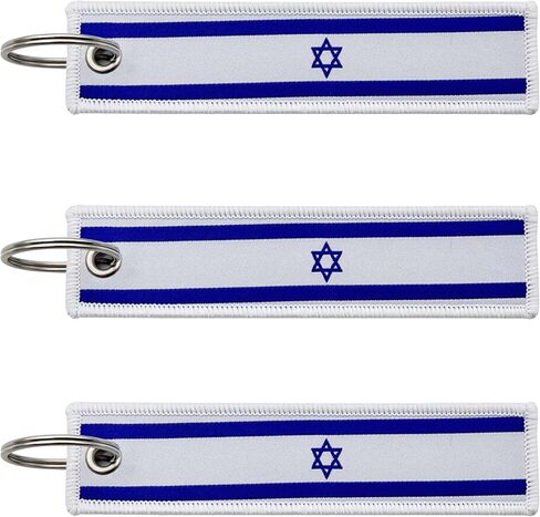 3 Pcs Israel Israelis Country Flag Keychain,Woven label Key Chains for Car Keys,Fabric Key Chains Men and Women,Used for Various Decorations. in Saudi Arabia