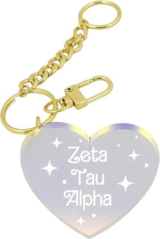 Sorority Shop Zeta Tau Alpha Keychain - Iridescent Heart Sorority Name Design in Saudi Arabia