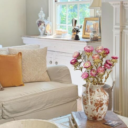 13 Pcs Natural Dried Daisy Flowers Bouquet Dried Flower Pink Daisies with Leaves Dried Sunflowers Chrysanthemum with Stem for Wedding Farmhouse Table Vase Decor Home DIY Flower Arrangement in Kuwait