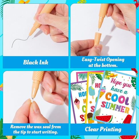 Haooryx End of Year Gift for Kids - 24 Pack End of School Year Student Gifts Ice Cream Ballpoint Pen with Greeting Card Favor Bag for School Graduation Student Reward Teacher Supply Summer Party Favor in Saudi Arabia