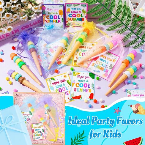 Haooryx End of Year Gift for Kids - 24 Pack End of School Year Student Gifts Ice Cream Ballpoint Pen with Greeting Card Favor Bag for School Graduation Student Reward Teacher Supply Summer Party Favor in Saudi Arabia
