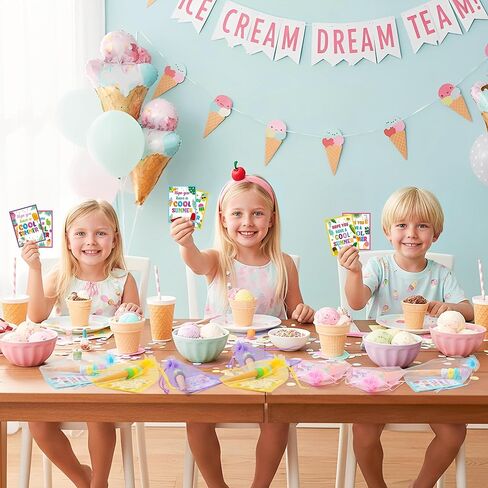Haooryx End of Year Gift for Kids - 24 Pack End of School Year Student Gifts Ice Cream Ballpoint Pen with Greeting Card Favor Bag for School Graduation Student Reward Teacher Supply Summer Party Favor in Saudi Arabia