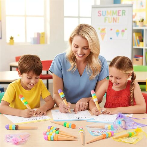 Haooryx End of Year Gift for Kids - 24 Pack End of School Year Student Gifts Ice Cream Ballpoint Pen with Greeting Card Favor Bag for School Graduation Student Reward Teacher Supply Summer Party Favor in Saudi Arabia