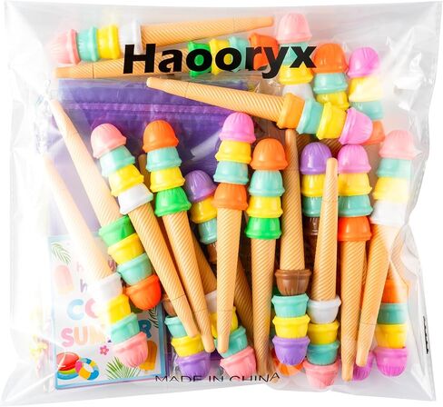 Haooryx End of Year Gift for Kids - 24 Pack End of School Year Student Gifts Ice Cream Ballpoint Pen with Greeting Card Favor Bag for School Graduation Student Reward Teacher Supply Summer Party Favor in Saudi Arabia