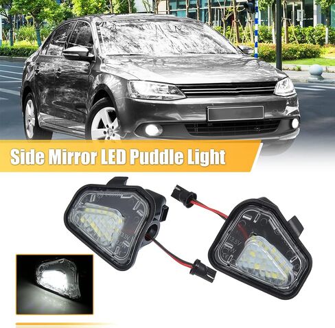 X AUTOHAUX 1 Pair Side Mirror Puddle Light LED Lamp Left and Right Side White Light Fit for Volkswagen CC 2011-2019 for Volkswagen EOS 2009-2015 in Saudi Arabia