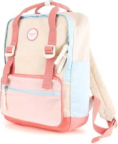 himawari Laptop Backpack for Women, 14.9 Inch,Large Capacity College Bookbag for School, Waterproof Casual Daypack for Travel-1088-05#Pink&Blue in Kuwait