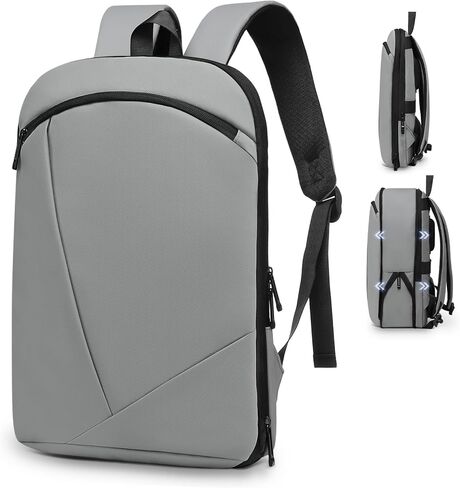 حقيبة ظهر نحيفة للكمبيوتر المحمول للرجال، حقائب عمل TSA قابلة للتوسيع مع حجرة كمبيوتر محمول مقاس 16 بوصة - سعة 15 لتر - 25 لتر خفيفة الوزن لمكتب العمل (أسود) in Kuwait