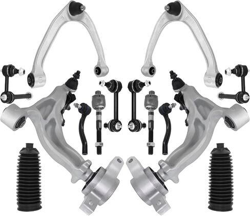 14pcs Front Upper Lower Control Arm w/Ball Joint Bushing Sway Bar Tie Rod End Link Rack Pinion Boot Assembly Replacement for Infiniti Q60 QX50 Q50 G37 EX35 EX37,09-20 Nissan 370Z RWD in Saudi Arabia