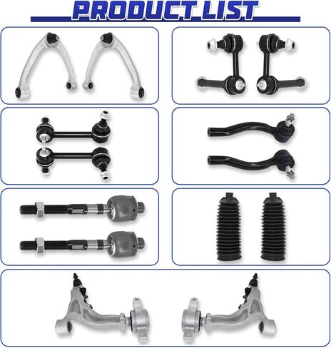 14pcs Front Upper Lower Control Arm w/Ball Joint Bushing Sway Bar Tie Rod End Link Rack Pinion Boot Assembly Replacement for Infiniti Q60 QX50 Q50 G37 EX35 EX37,09-20 Nissan 370Z RWD in Saudi Arabia
