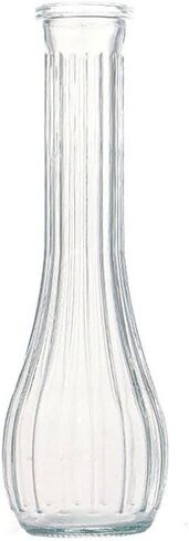 20CM Single Narrow Neck Stem Glass Vase - Hand Made Vertical Striped Decorative Bottle for Flowers Wedding Party Centerpiece Home Office Desk Decor in Saudi Arabia